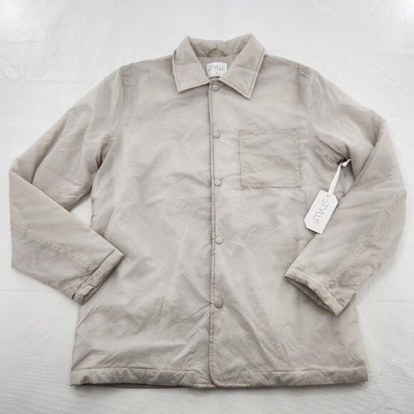 Stylus Mens Small Gray Mist Textured Long Sleeve Lightweight Windbreaker Jacket - Picture 1 of 7